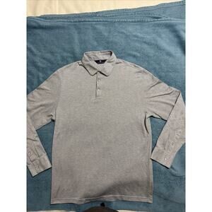 HART SCHAFFNER MARX Men’s Gray Long Sleeve Size Large Herringbone Polo Shirt